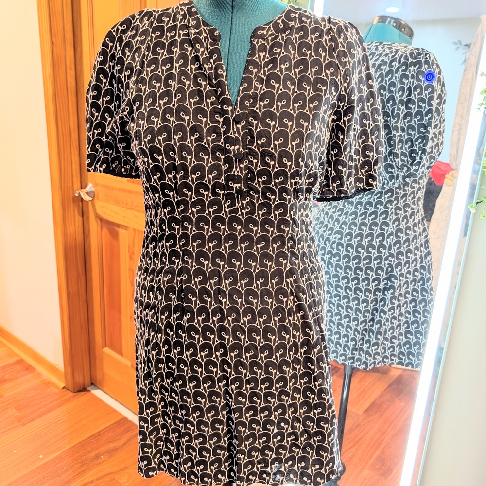 LOFT Black and White Floral Mini Dress
